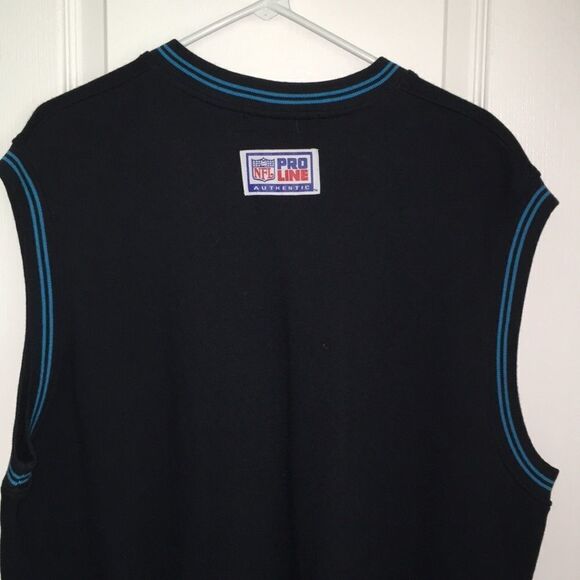 Old School NFL BLACK Retro Carolina Panther Vintage Golf Sweater Vest Mens L - Picture 3 of 3